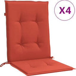 vidaXL - Stoelkussens - 4 - st - lage - rug - 100x50x4 - cm - stof - gemêleerd - rood