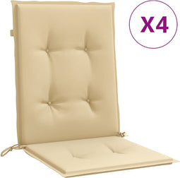 vidaXL - Stoelkussens - 4 - st - lage - rug - 100x50x4 - cm - stof - gemêleerd - beige