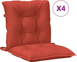 vidaXL - Stoelkussens - 4 - st - lage - rug - 100x50x7 - cm - stof - gemêleerd - rood