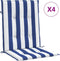 vidaXL - Stoelkussens - 4 - st - lage - rug - gestreept - stof - wit - en - blauw