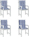 vidaXL - Stoelkussens - 4 - st - lage - rug - gestreept - stof - wit - en - blauw