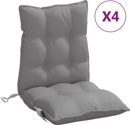 vidaXL - Stoelkussens - 4 - st - lage - rug - oxford - stof - grijs