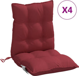vidaXL - Stoelkussens - 4 - st - lage - rug - oxford - stof - wijnrood