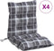 vidaXL - Stoelkussens - 4 - st - lage - rug - ruitpatroon - oxford - stof - grijs