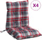 vidaXL - Stoelkussens - 4 - st - lage - rug - ruitpatroon - oxford - stof - rood
