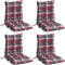 vidaXL - Stoelkussens - 4 - st - lage - rug - ruitpatroon - oxford - stof - rood