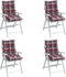 vidaXL - Stoelkussens - 4 - st - lage - rug - ruitpatroon - oxford - stof - rood