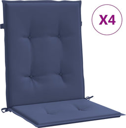 vidaXL - Stoelkussens - 4 - st - lage - rug - stof - marineblauw