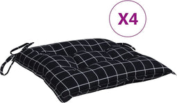 vidaXL - Stoelkussens - 4 - st - ruitpatroon - 40x40x7 - cm - stof - zwart