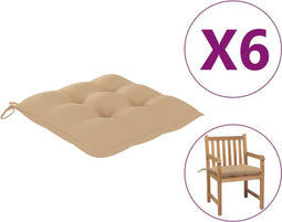vidaXL - Stoelkussens - 6 - st - 50x50x7 - cm - oxford - stof - beige