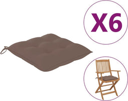 vidaXL - Stoelkussens - 6 - st - 50x50x7 - cm - oxford - stof - taupe