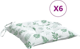 vidaXL - Stoelkussens - 6 - st - 50x50x7 - cm - stof - bladpatroon