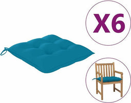 vidaXL - Stoelkussens - 6 - st - 50x50x7 - cm - stof - lichtblauw