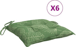 vidaXL - Stoelkussens - 6 - st - bladpatroon - 40x40x7 - cm - stof