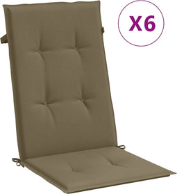 vidaXL - Stoelkussens - 6 - st - hoge - rug - 120x50x4 - cm - stof - gemêleerd - taupe