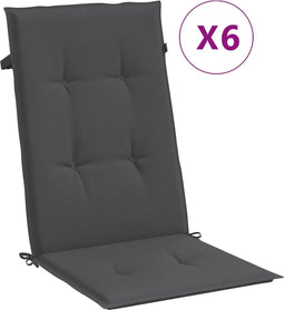 vidaXL - Stoelkussens - 6 - st - hoge - rug - 120x50x4 - cm - stof - gemêleerd - antraciet