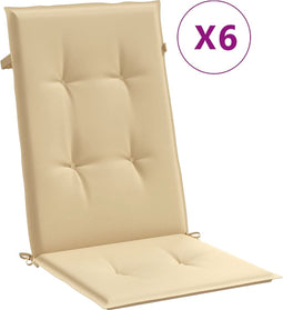 vidaXL - Stoelkussens - 6 - st - hoge - rug - 120x50x4 - cm - stof - gemêleerd - beige