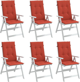 vidaXL - Stoelkussens - 6 - st - hoge - rug - 120x50x4 - cm - stof - gemêleerd - rood