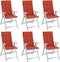 vidaXL - Stoelkussens - 6 - st - hoge - rug - 120x50x4 - cm - stof - gemêleerd - rood