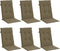 vidaXL - Stoelkussens - 6 - st - hoge - rug - 120x50x4 - cm - stof - gemêleerd - taupe