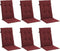 vidaXL - Stoelkussens - 6 - st - hoge - rug - 120x50x4 - cm - stof - gemêleerd - wijnrood