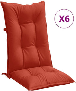 vidaXL - Stoelkussens - 6 - st - hoge - rug - 120x50x7 - cm - stof - gemêleerd - rood