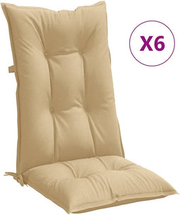 vidaXL - Stoelkussens - 6 - st - hoge - rug - 120x50x7 - cm - stof - gemêleerd - beige