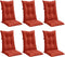 vidaXL - Stoelkussens - 6 - st - hoge - rug - 120x50x7 - cm - stof - gemêleerd - rood