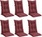 vidaXL - Stoelkussens - 6 - st - hoge - rug - 120x50x7 - cm - stof - gemêleerd - wijnrood
