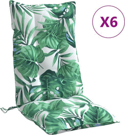 vidaXL - Stoelkussens - 6 - st - hoge - rug - bladpatroon - oxford - stof