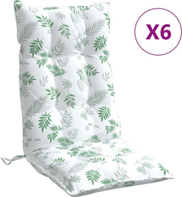 vidaXL - Stoelkussens - 6 - st - hoge - rug - bladpatroon - oxford - stof