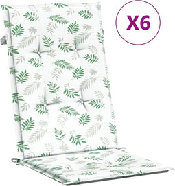 vidaXL - Stoelkussens - 6 - st - hoge - rug - bladpatroon - stof