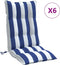 vidaXL - Stoelkussens - 6 - st - hoge - rug - gestreept - stof - oxford - wit - en - blauw