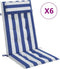 vidaXL - Stoelkussens - 6 - st - hoge - rug - gestreept - stof - oxford - wit - en - blauw