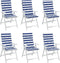 vidaXL - Stoelkussens - 6 - st - hoge - rug - gestreept - stof - wit - en - blauw