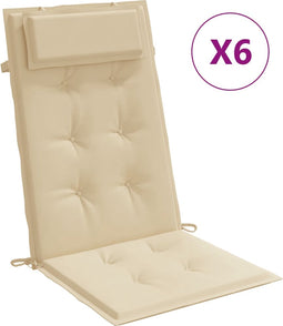 vidaXL - Stoelkussens - 6 - st - hoge - rug - oxford - stof - beige
