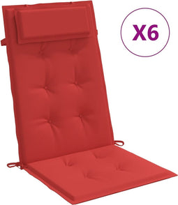 vidaXL - Stoelkussens - 6 - st - hoge - rug - oxford - stof - rood