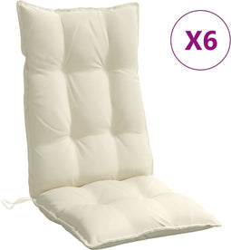 vidaXL - Stoelkussens - 6 - st - hoge - rug - oxford - stof - crèmekleurig