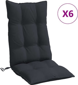 vidaXL - Stoelkussens - 6 - st - hoge - rug - oxford - stof - zwart
