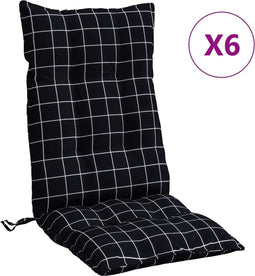 vidaXL - Stoelkussens - 6 - st - hoge - rug - ruitpatroon - oxford - stof - zwart