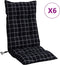 vidaXL - Stoelkussens - 6 - st - hoge - rug - ruitpatroon - oxford - stof - zwart