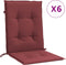 vidaXL - Stoelkussens - 6 - st - lage - rug - 100x50x4 - cm - stof - gemêleerd - wijnrood