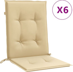 vidaXL - Stoelkussens - 6 - st - lage - rug - 100x50x4 - cm - stof - gemêleerd - beige