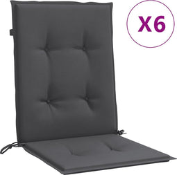 vidaXL - Stoelkussens - 6 - st - lage - rug - 100x50x4 - cm - stof - gemêleerd - antraciet