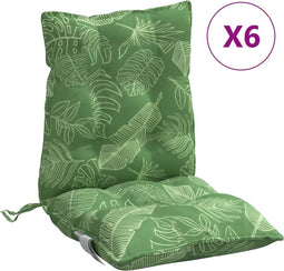 vidaXL - Stoelkussens - 6 - st - lage - rug - bladpatroon - oxford - stof