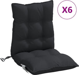 vidaXL - Stoelkussens - 6 - st - lage - rug - oxford - stof - zwart
