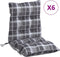 vidaXL - Stoelkussens - 6 - st - lage - rug - ruitpatroon - oxford - stof - grijs