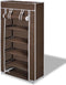 vidaXL - Stoffen - schoenenrek - met - hoes - 58 - x - 28 - x - 106 - cm - bruin