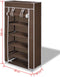 vidaXL - Stoffen - schoenenrek - met - hoes - 58 - x - 28 - x - 106 - cm - bruin
