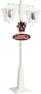 vidaXL - Straatlantaarn - met - kerstman - 81x40x188 - cm - PVC - wit - en - rood